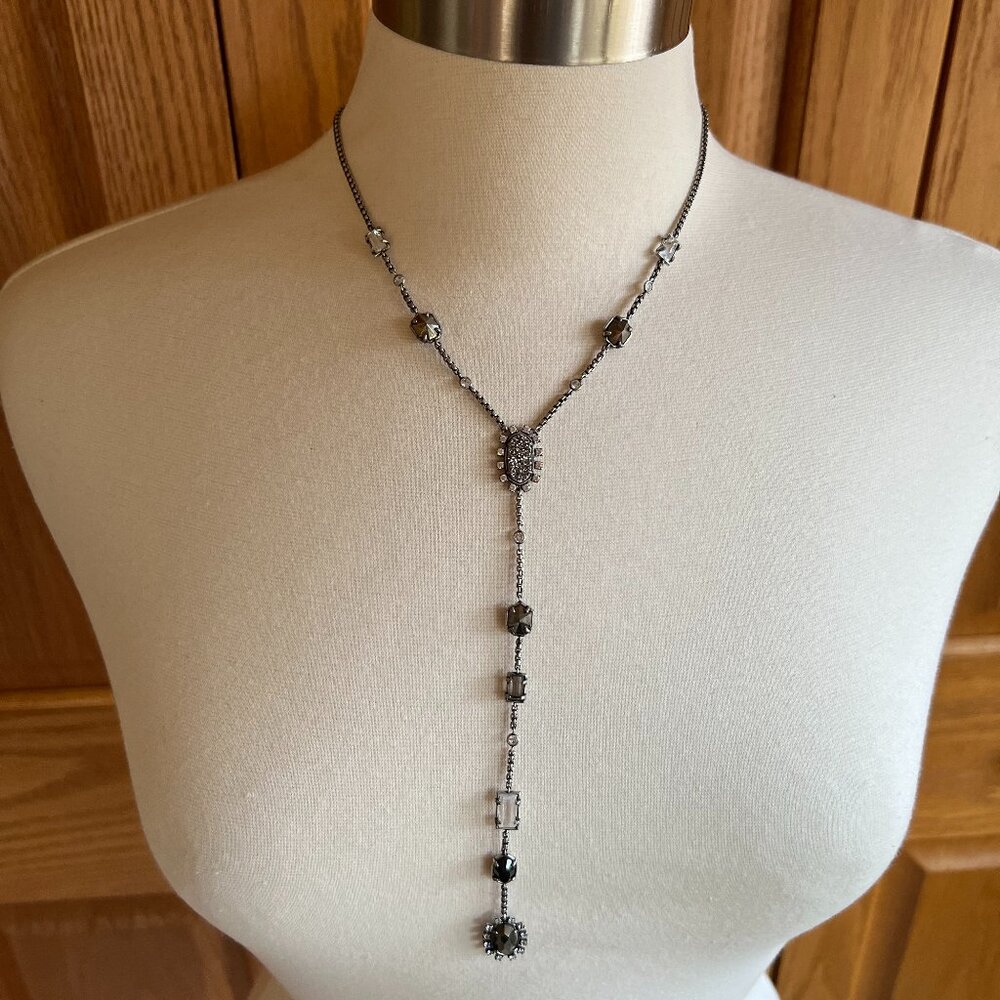 KENDRA SCOTT - Liesl Y-Necklace - Quartz, Pyrite, Apatite, Amethyst -- Like New